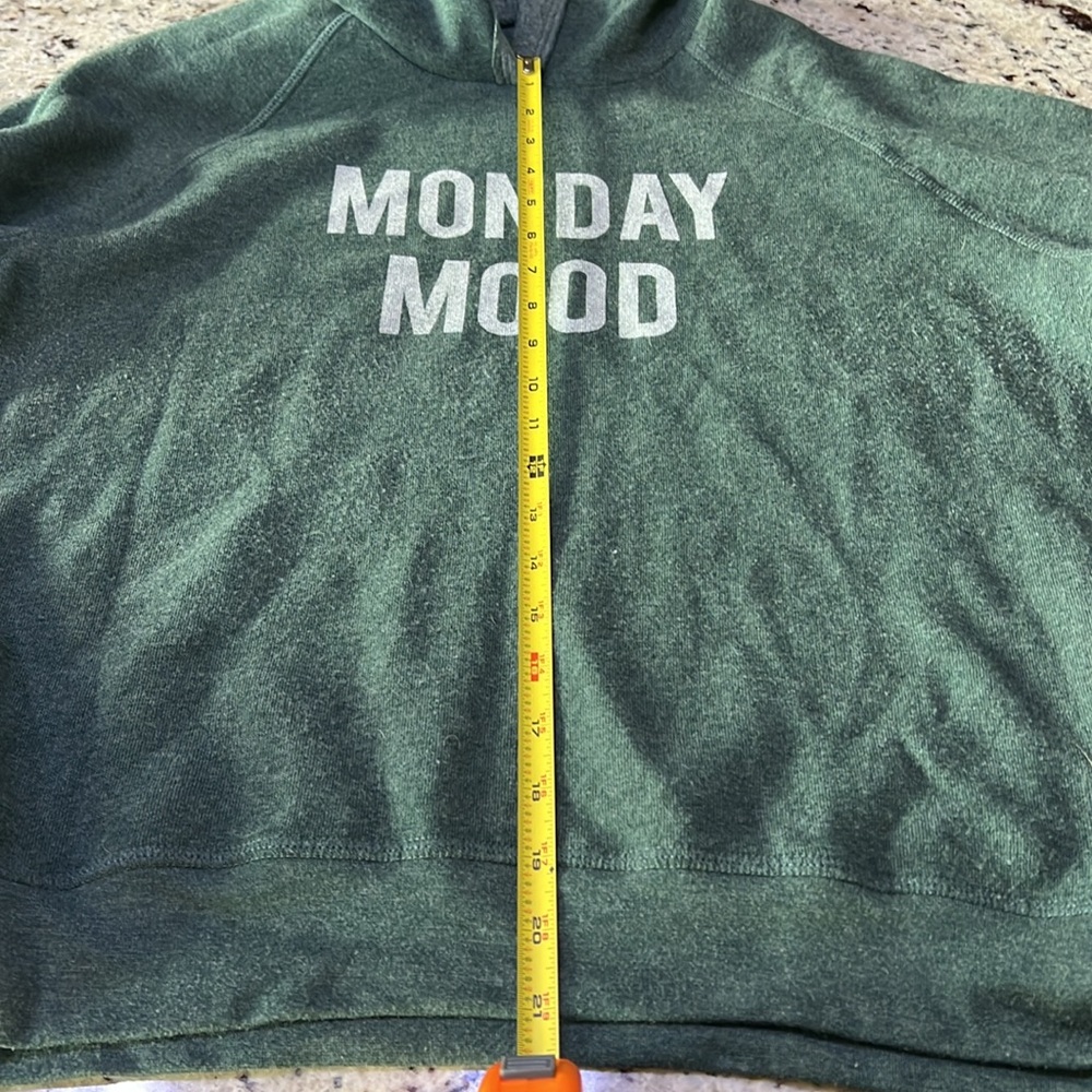 Reversible Green Hoodie with 'Monday Mood' & ‘Friday Feels’ Print - Picture 5 of 5